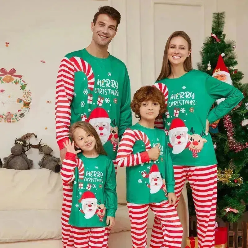 Cartoon Santa Claus Letter Printing Parent-child Christmas Pajamas Home Wear Suit