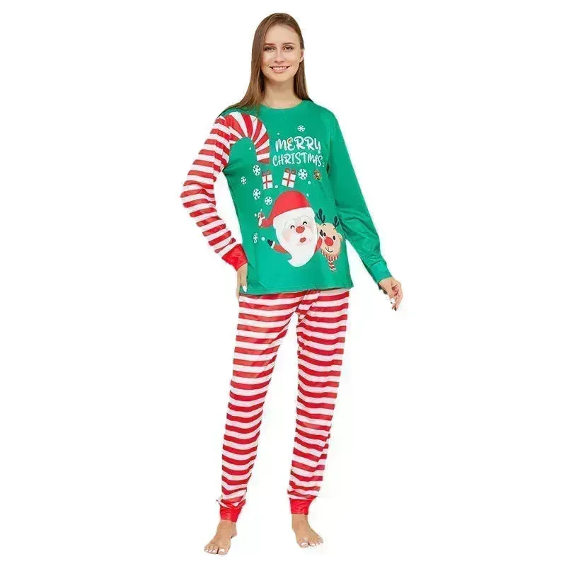 Cartoon Santa Claus Letter Printing Parent-child Christmas Pajamas Home Wear Suit