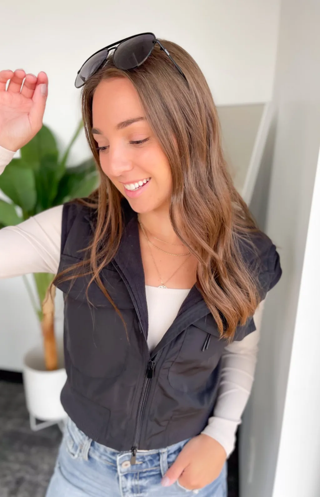 Casey Cropped Cargo Active Hoded Vest