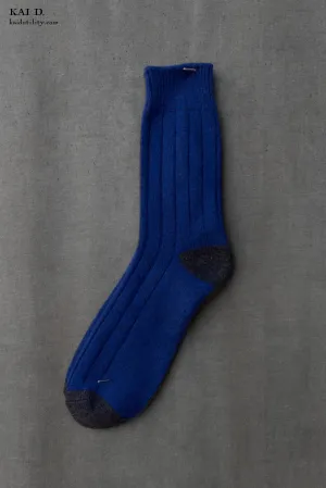 Cashmere Socks - Mens - Cobalt Blue/Charcoal