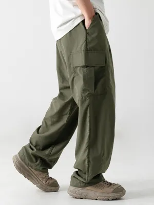 Casual And Versatile Large Pocket Design Pleated Loose Outdoor Trousers