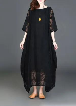 Casual Black Loose Cozy Long Dresses Summer LY2935
