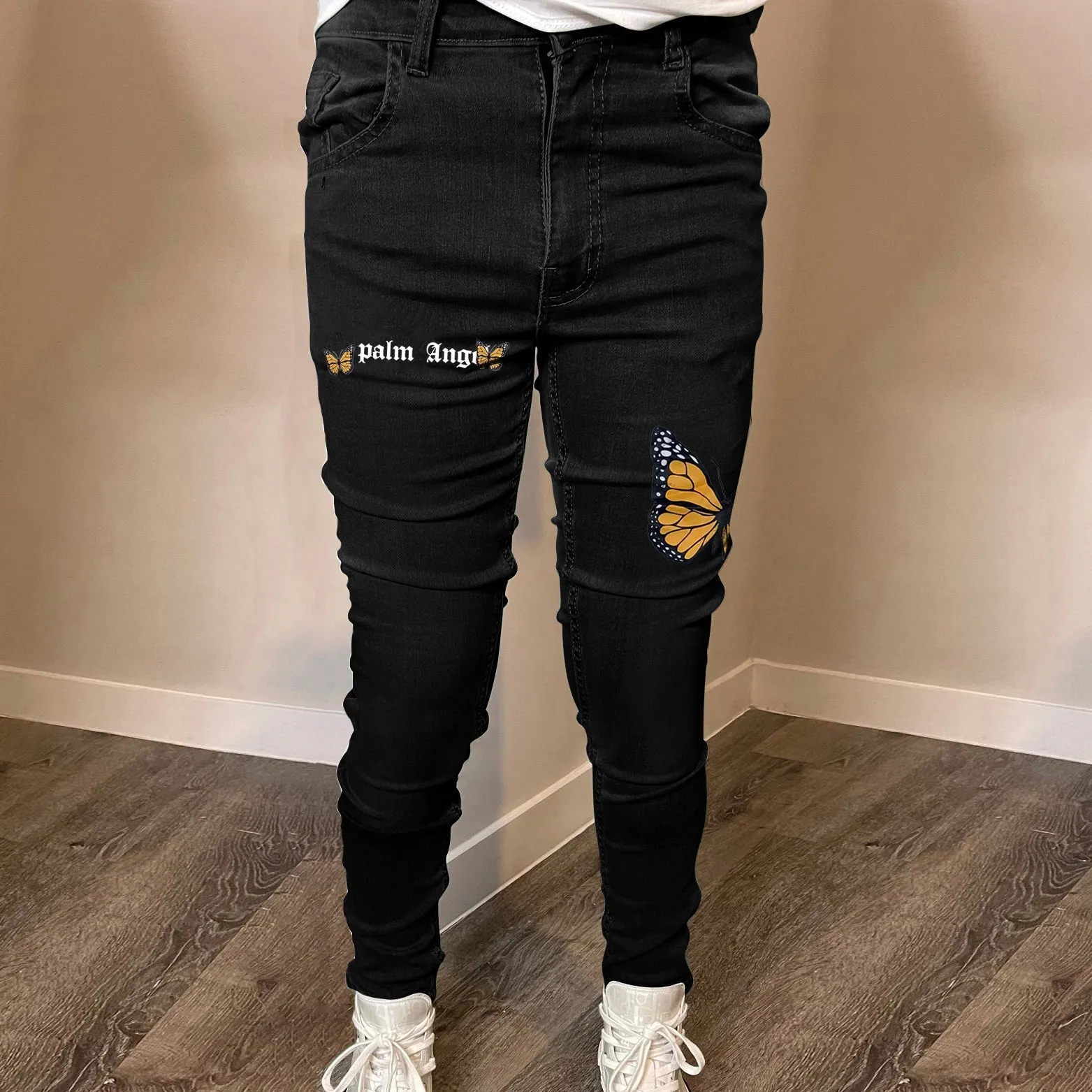 Casual Butterfly Print Slim Fit Jeans