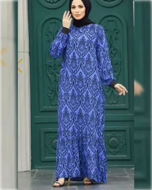 Casual Cotton Dress in Blue Shade فستان عملي من القطن الناعم باللون الأزرق الجميل