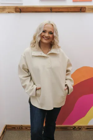 Casual Outing Oatmeal Fur Lined Pullover