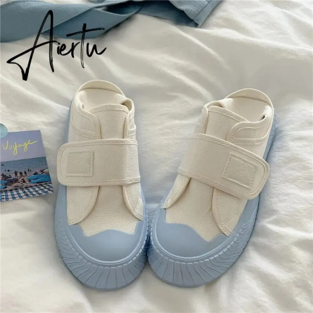 Casual Platform Canvas Shoes Women Korean Style Summer Fashion Round Toe Breathable Comfortable Sneaker Harajuku Flats