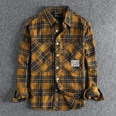 Casual Retro Plaid Long Sleeve Shirt