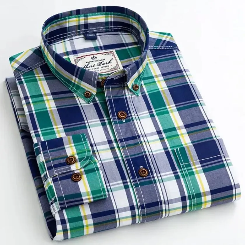 Casual Single Pocket Plaid Shirt