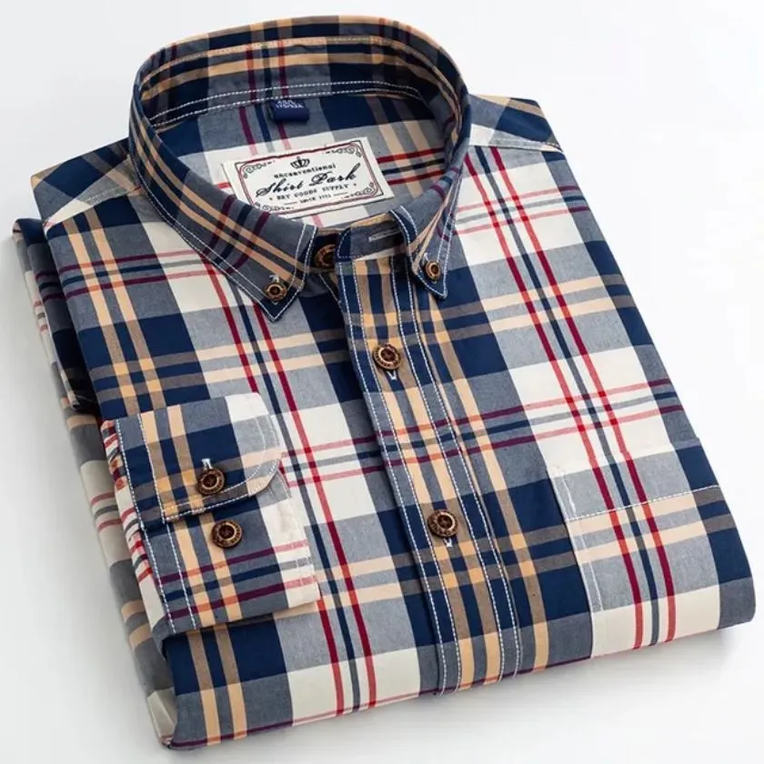 Casual Single Pocket Plaid Shirt