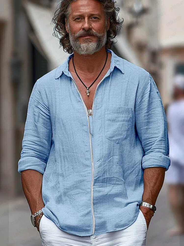 Casual Zipper Cotton Shirt