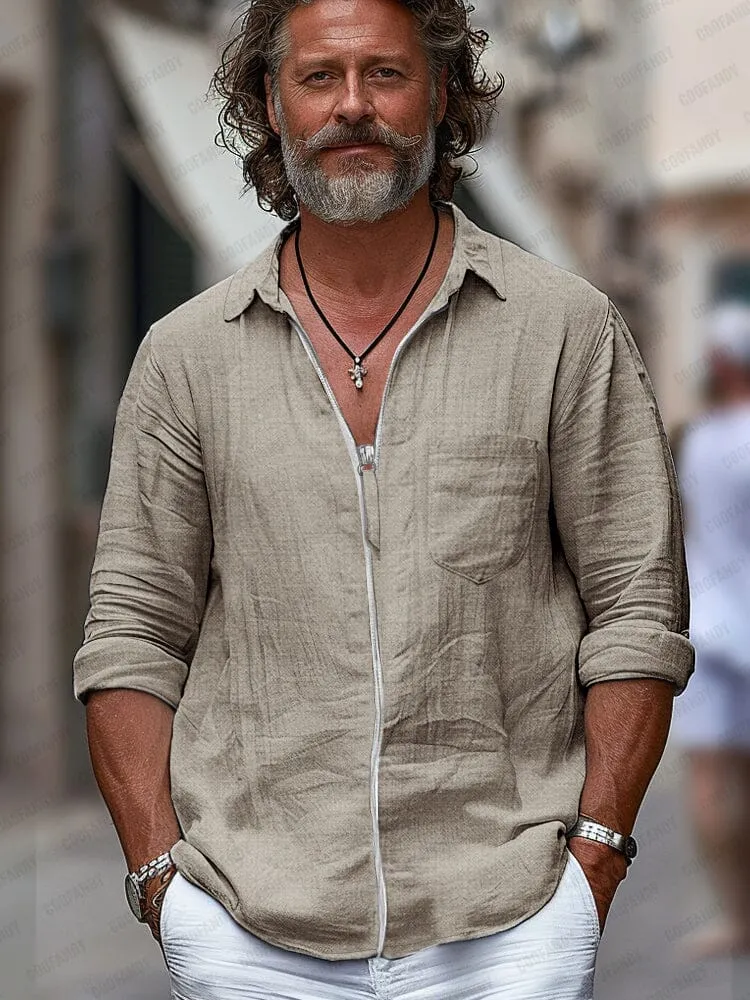 Casual Zipper Cotton Shirt