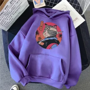Cat Face Pattern Hoodie