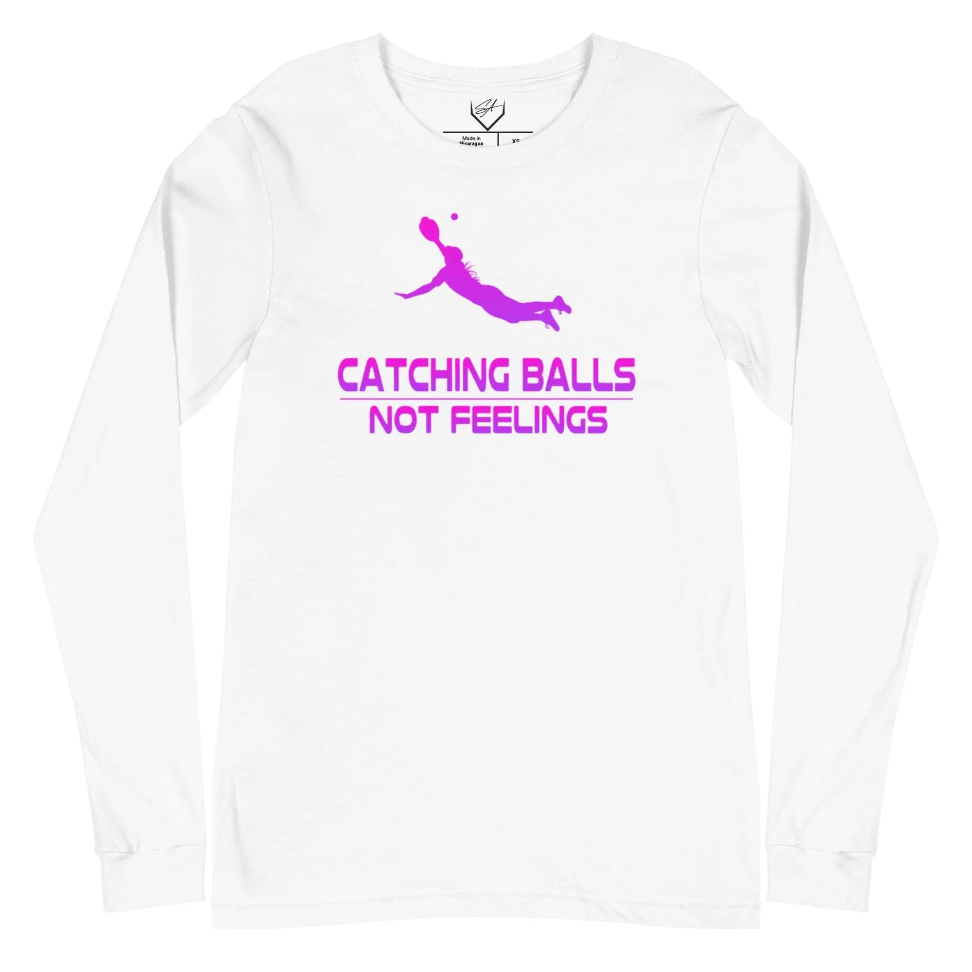 Catching Balls Not Feelings Softball Ombre - Adult Long Sleeve
