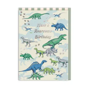 Cath Kidston: Foil Greeting Card - Birthday Dinosaurs
