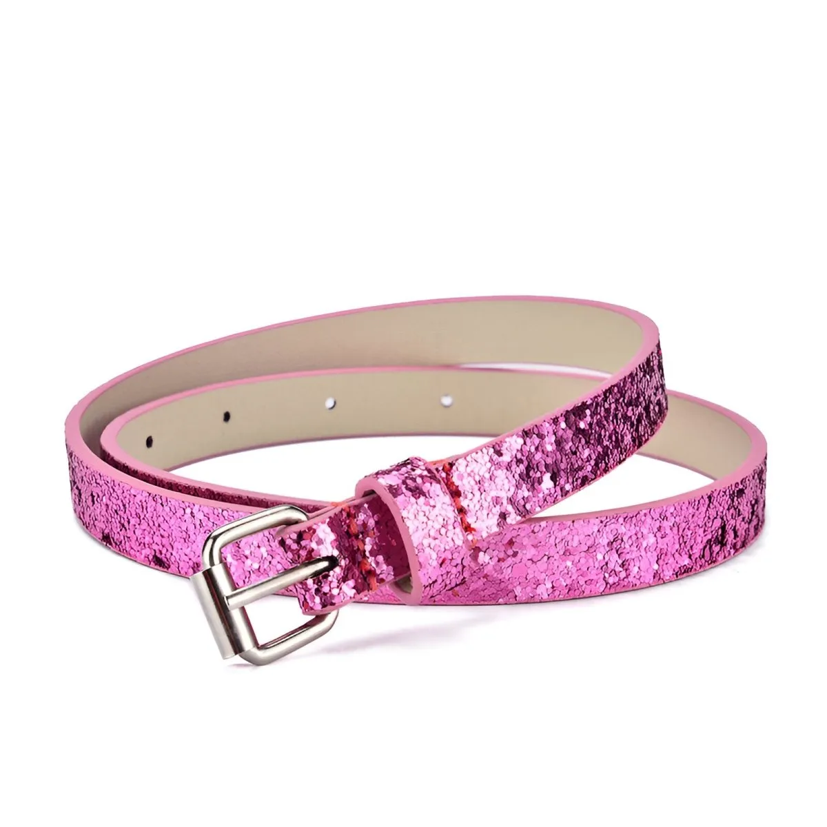 Ceinture enfant ajustable pour fille ou garçon en simili vegan, boucle argentée, modèle Timy