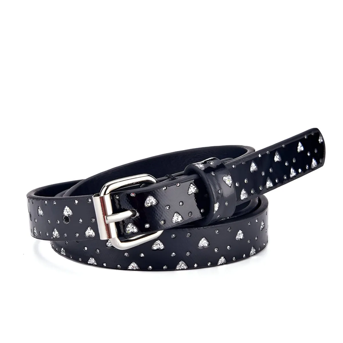 Ceinture enfant ajustable pour fille ou garçon en simili vegan, boucle argentée, modèle Timy