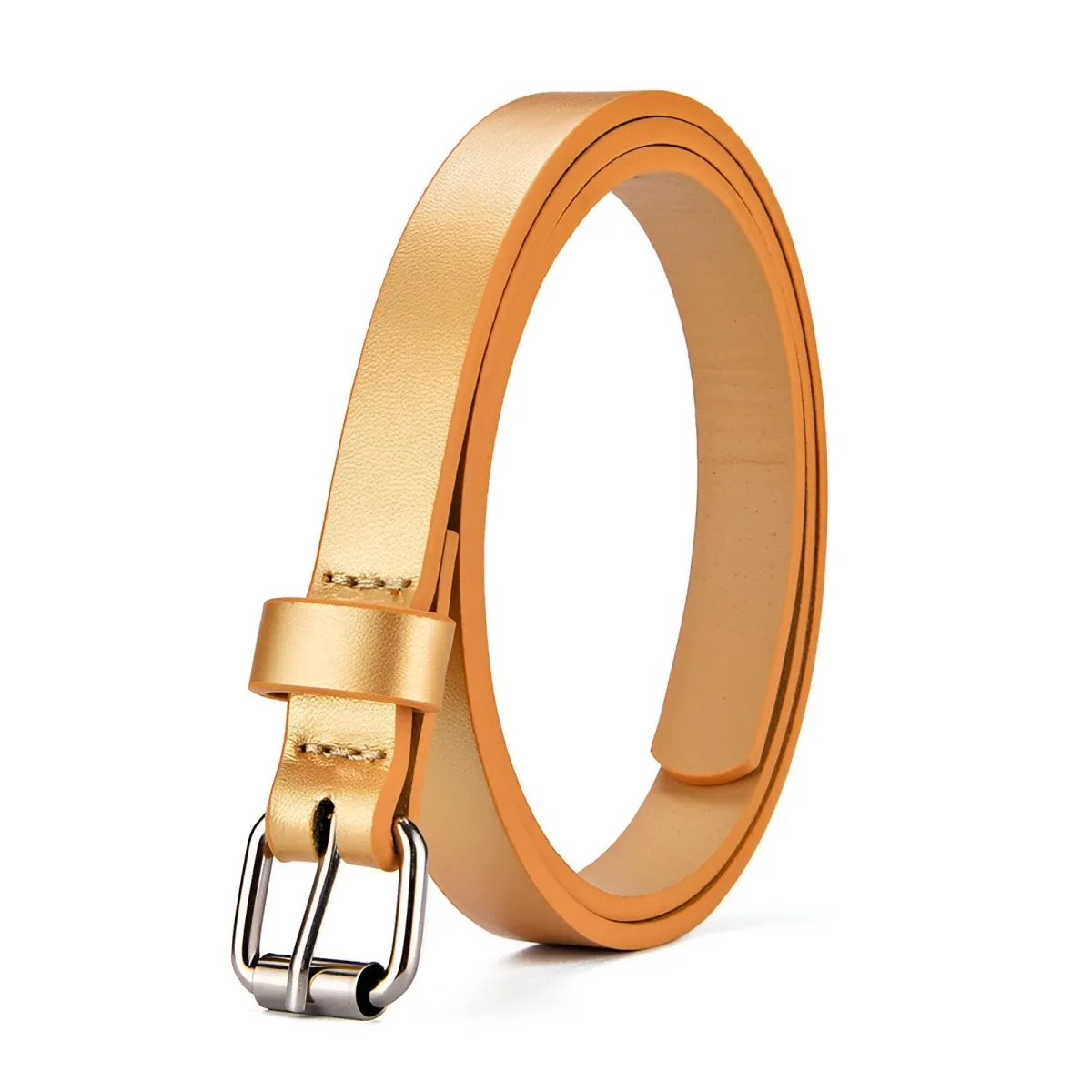 Ceinture enfant ajustable pour fille ou garçon en simili vegan, boucle argentée, modèle Timy
