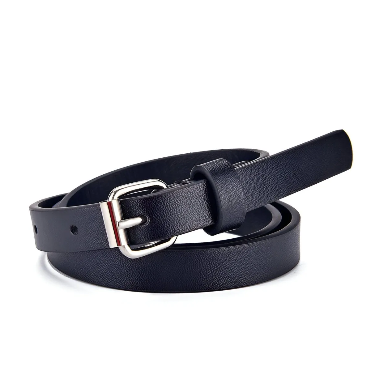 Ceinture enfant ajustable pour fille ou garçon en simili vegan, boucle argentée, modèle Timy