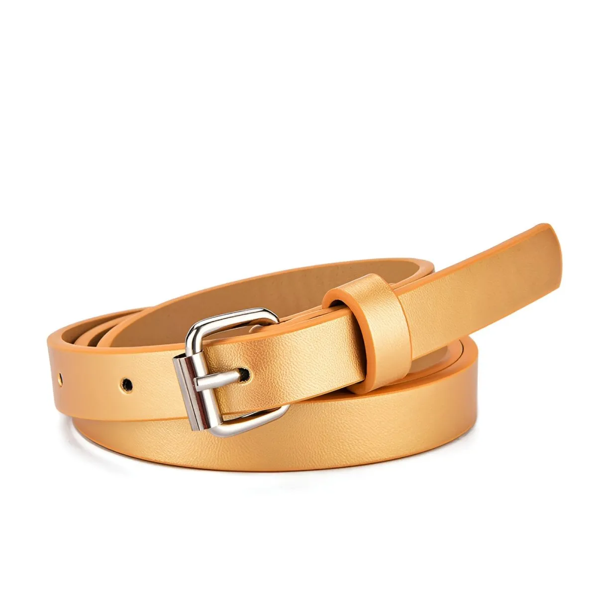 Ceinture enfant ajustable pour fille ou garçon en simili vegan, boucle argentée, modèle Timy