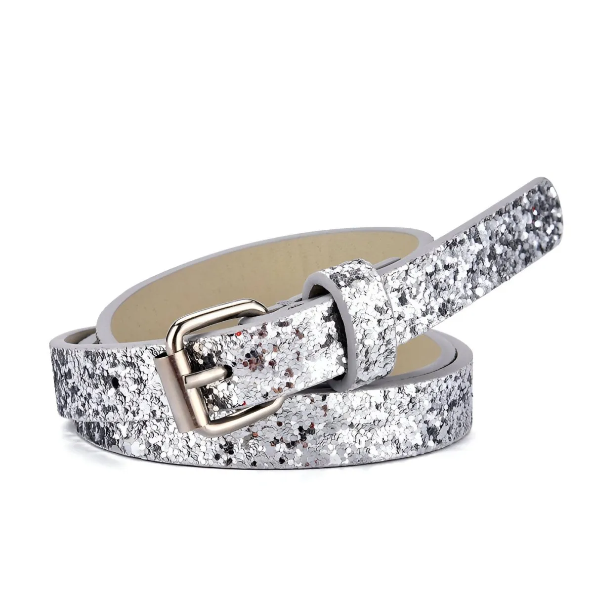 Ceinture enfant ajustable pour fille ou garçon en simili vegan, boucle argentée, modèle Timy