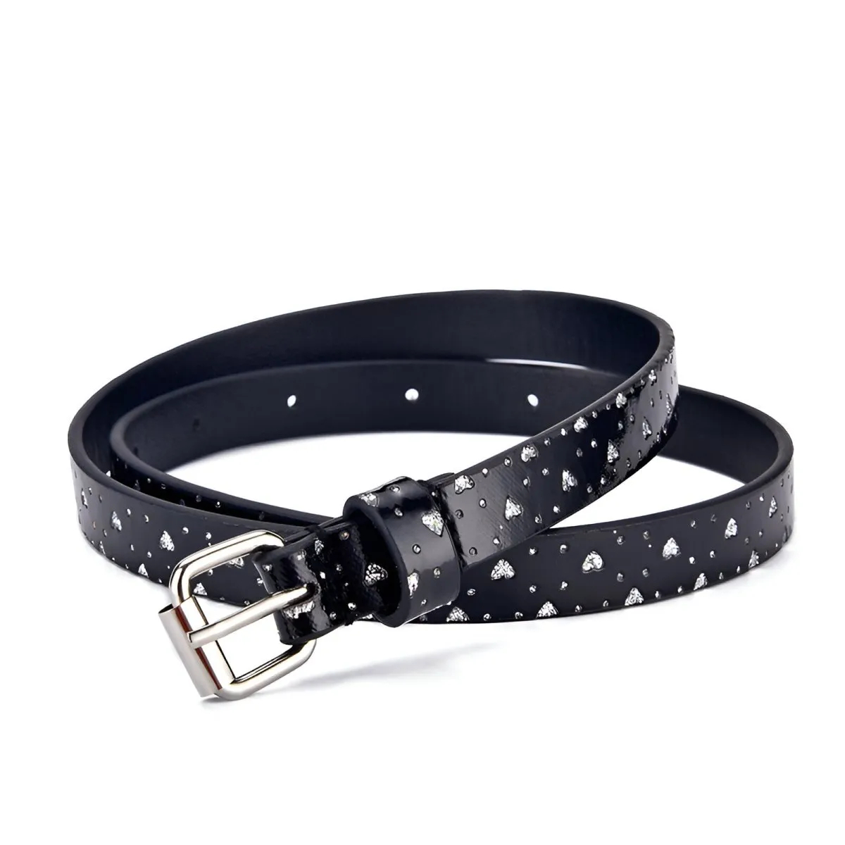Ceinture enfant ajustable pour fille ou garçon en simili vegan, boucle argentée, modèle Timy