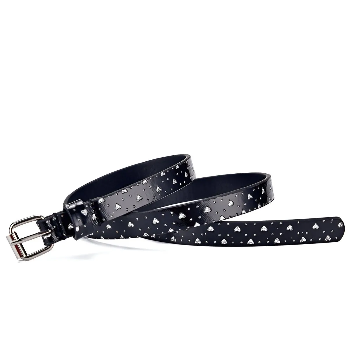 Ceinture enfant ajustable pour fille ou garçon en simili vegan, boucle argentée, modèle Timy