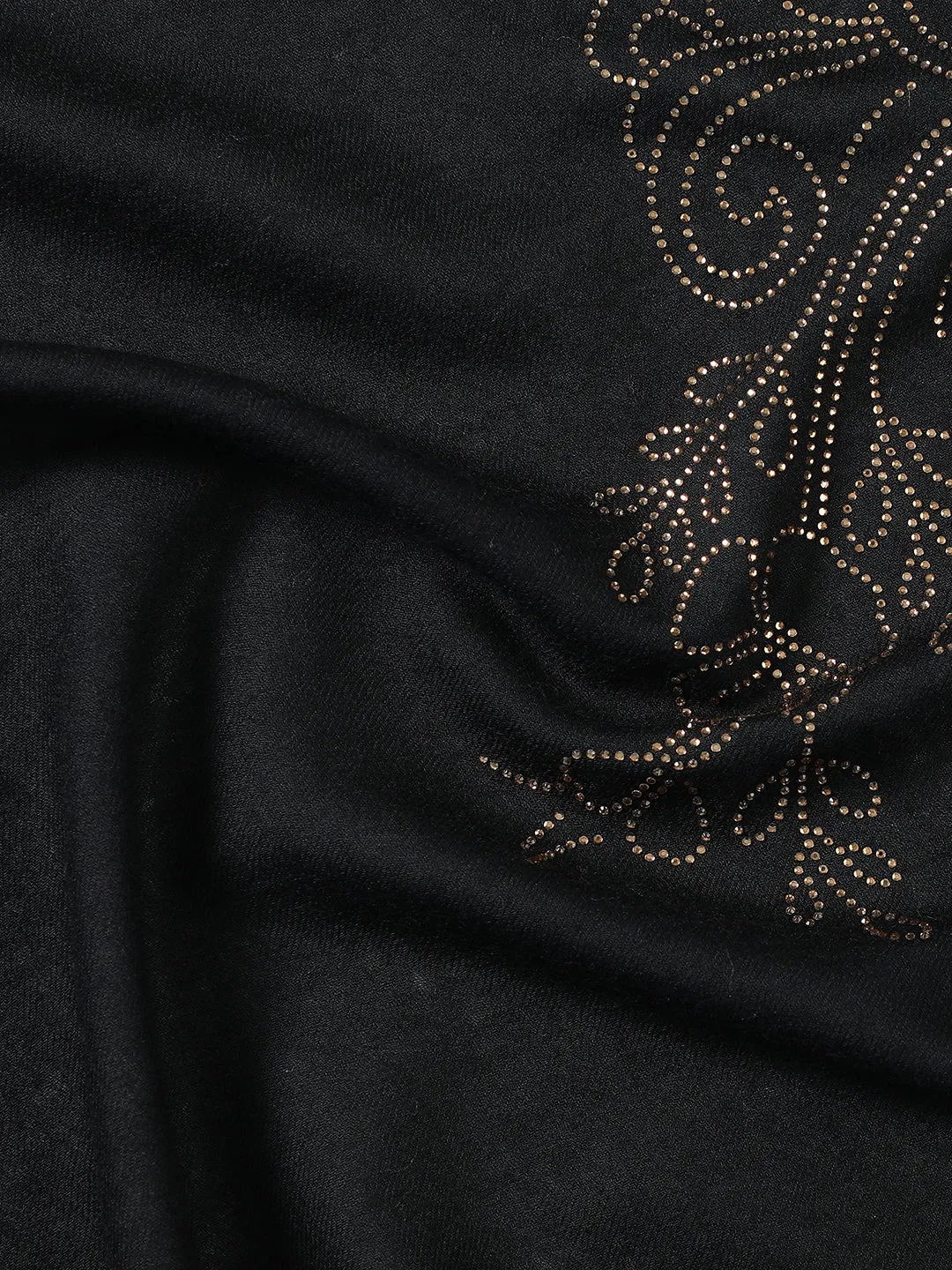 Celestial Radiance Black Woolen Embellished Stole
