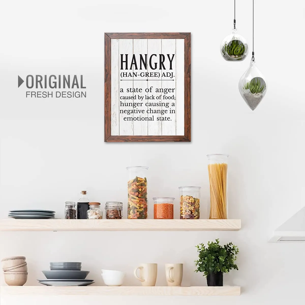 Chaka Chaundh - Kitchen Quotes Wall Frames - Food Quotes Frame -Hangry Quotes Frames for Room & Hall - (13.6 X 10.6 Inches) (Hangry - White Vintage)