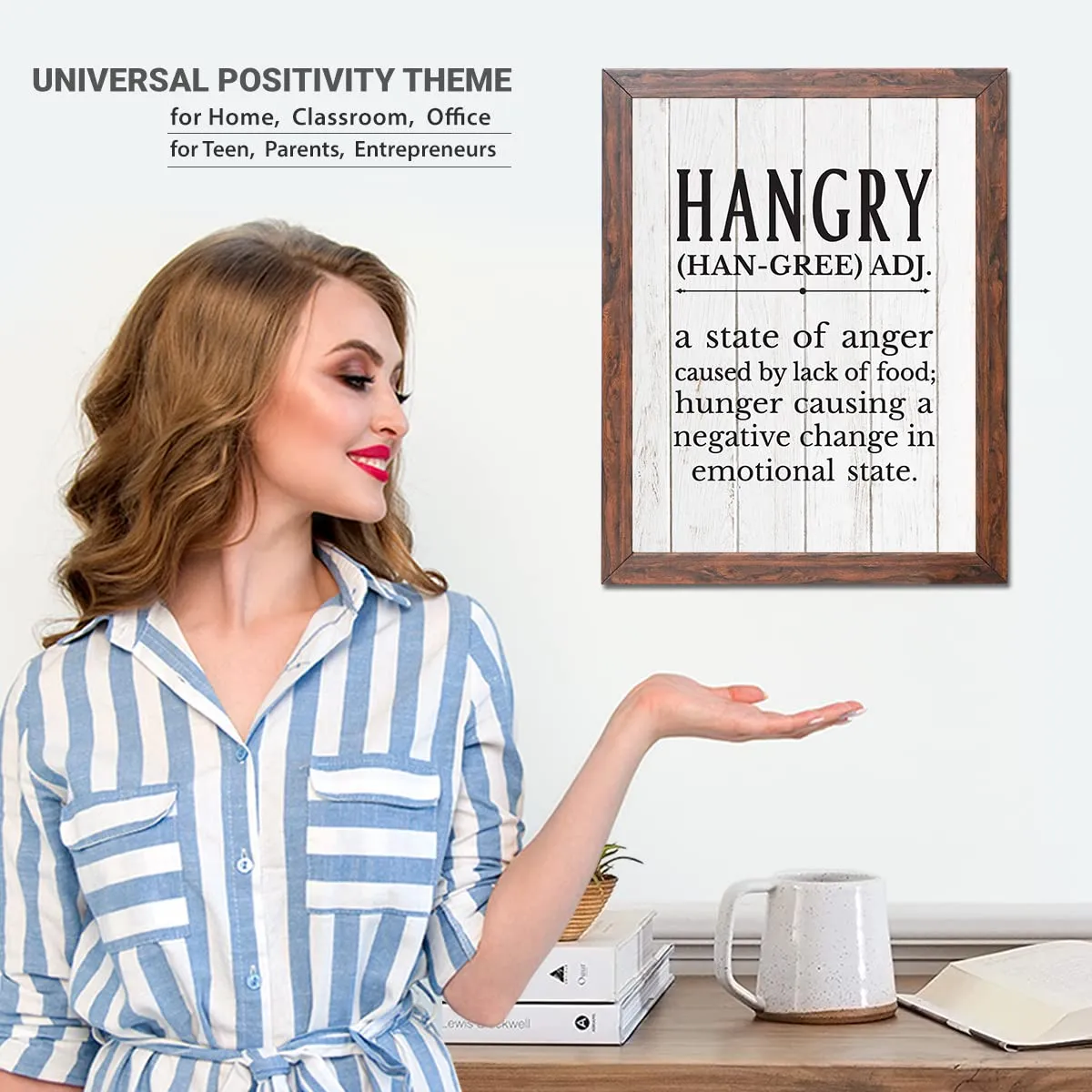 Chaka Chaundh - Kitchen Quotes Wall Frames - Food Quotes Frame -Hangry Quotes Frames for Room & Hall - (13.6 X 10.6 Inches) (Hangry - White Vintage)