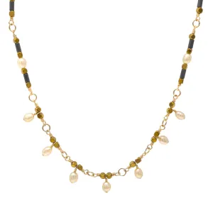 Champagne Pearl & Grey Hematite Necklace