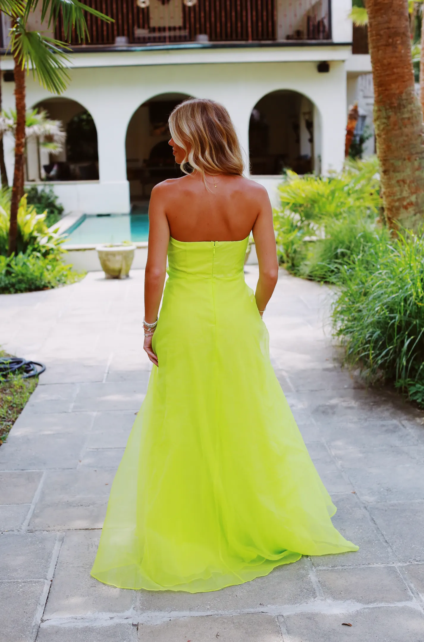 Champagne Season Organza Dress - Lime