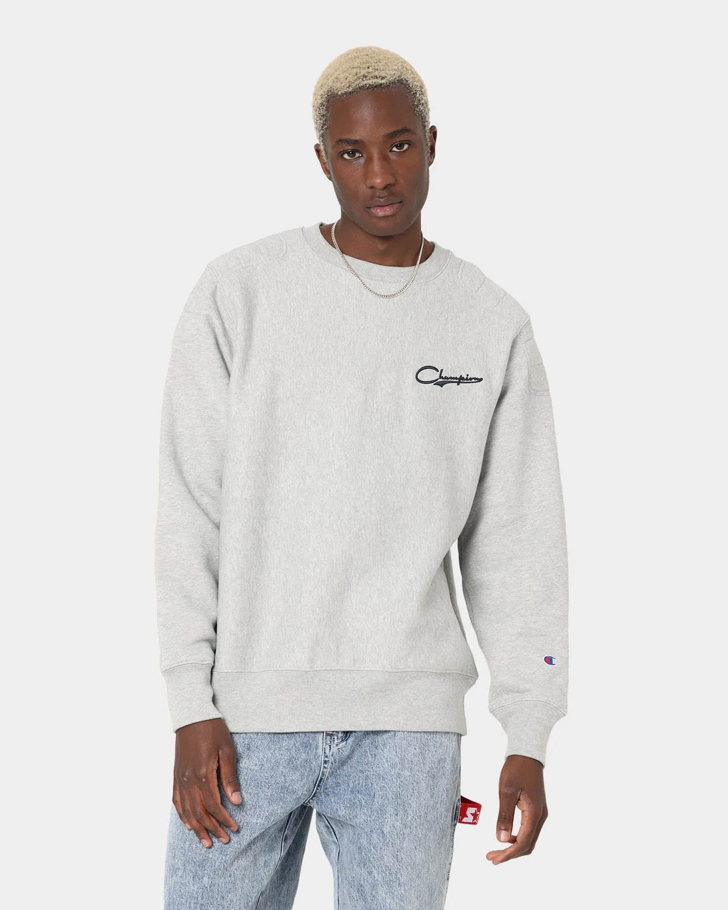 Champion Reverse Weave Collegiate Heritage Padded Crewneck Oxford Heather