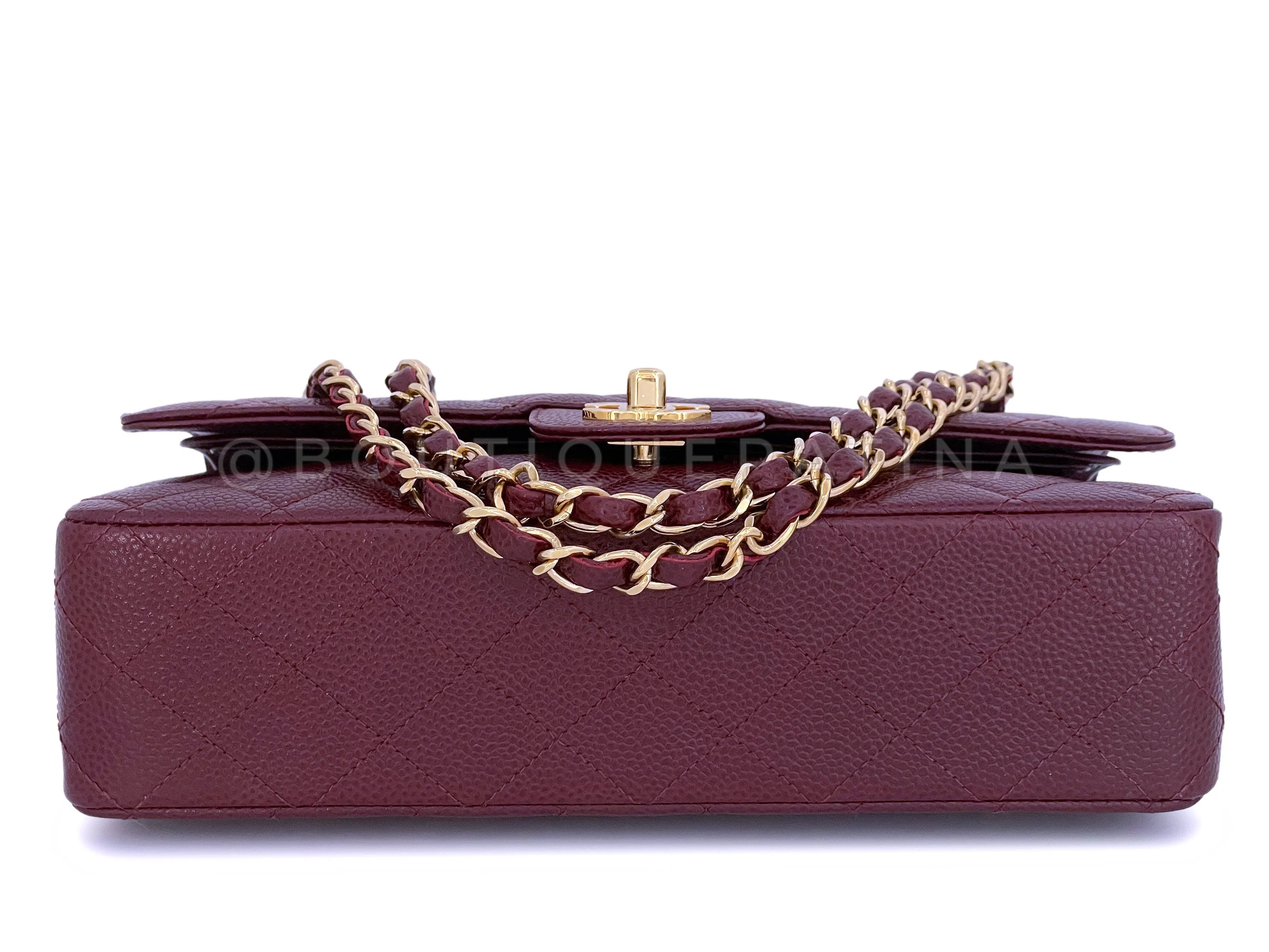 Chanel 02A Vintage Burgundy Wine Red Caviar Medium Classic Double Flap Bag 24k GHW