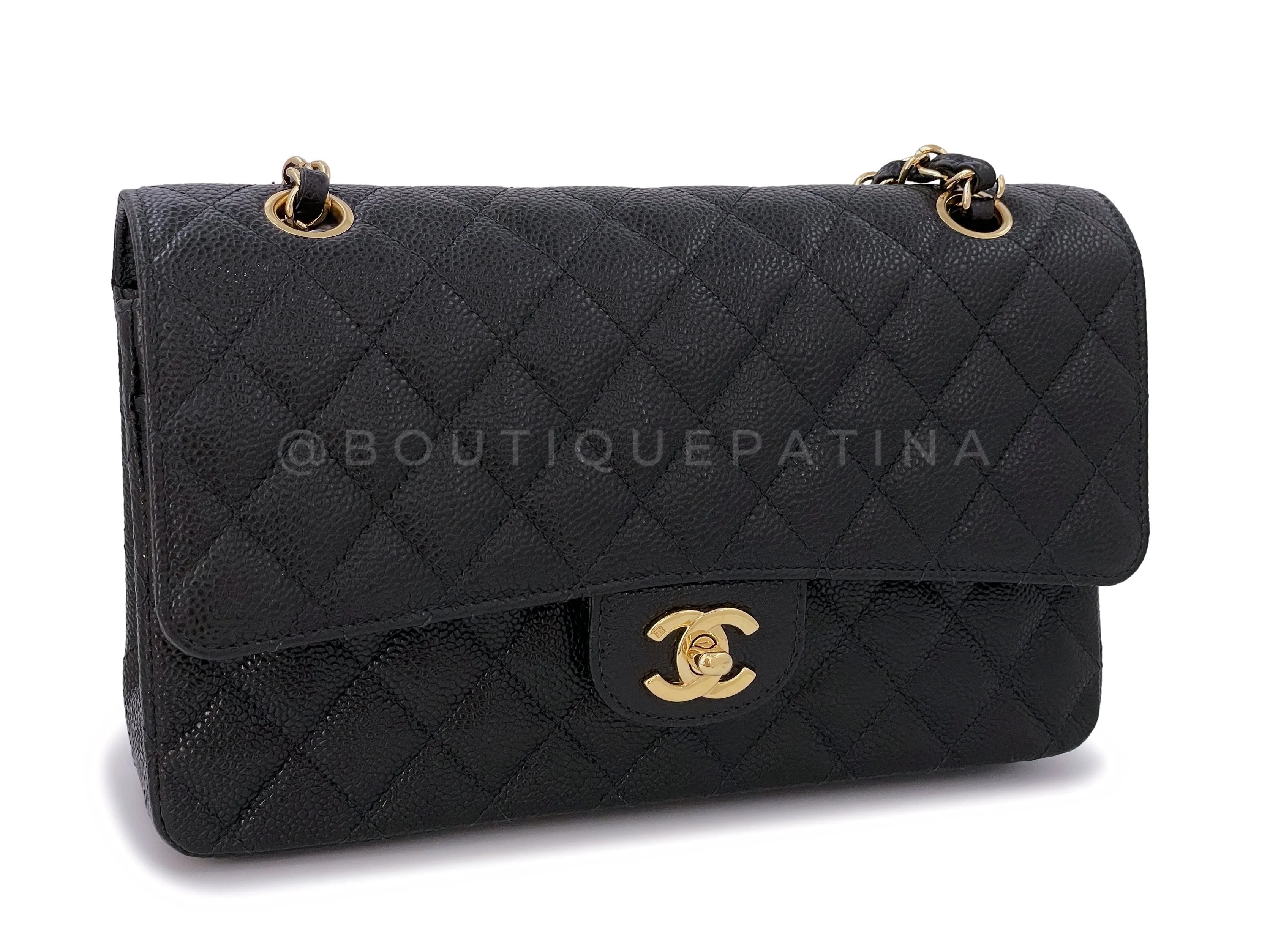 Chanel 2003 Vintage Black Caviar Medium Classic Double Flap Bag 24k GHW