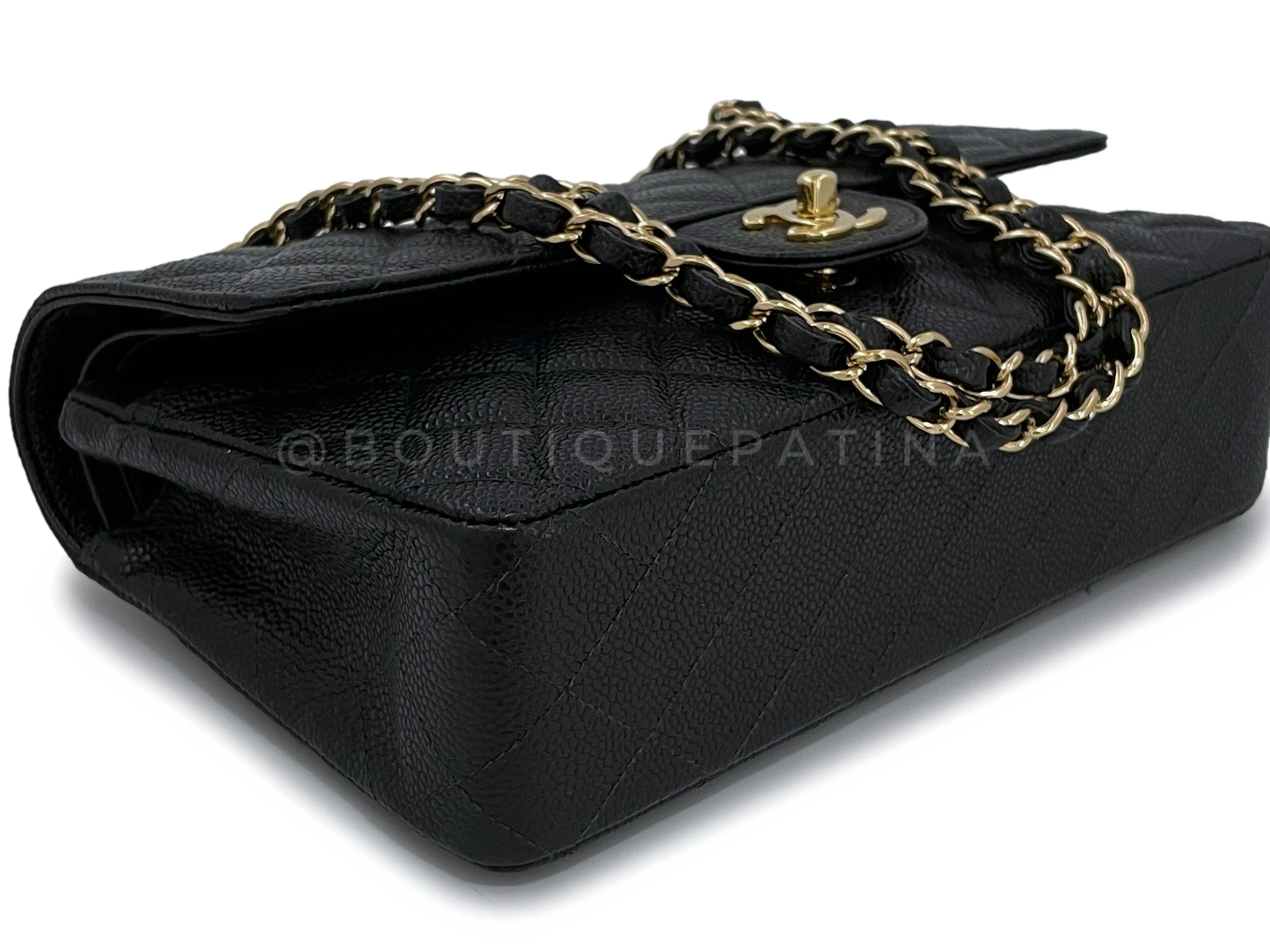 Chanel 2003 Vintage Black Caviar Medium Classic Double Flap Bag 24k GHW