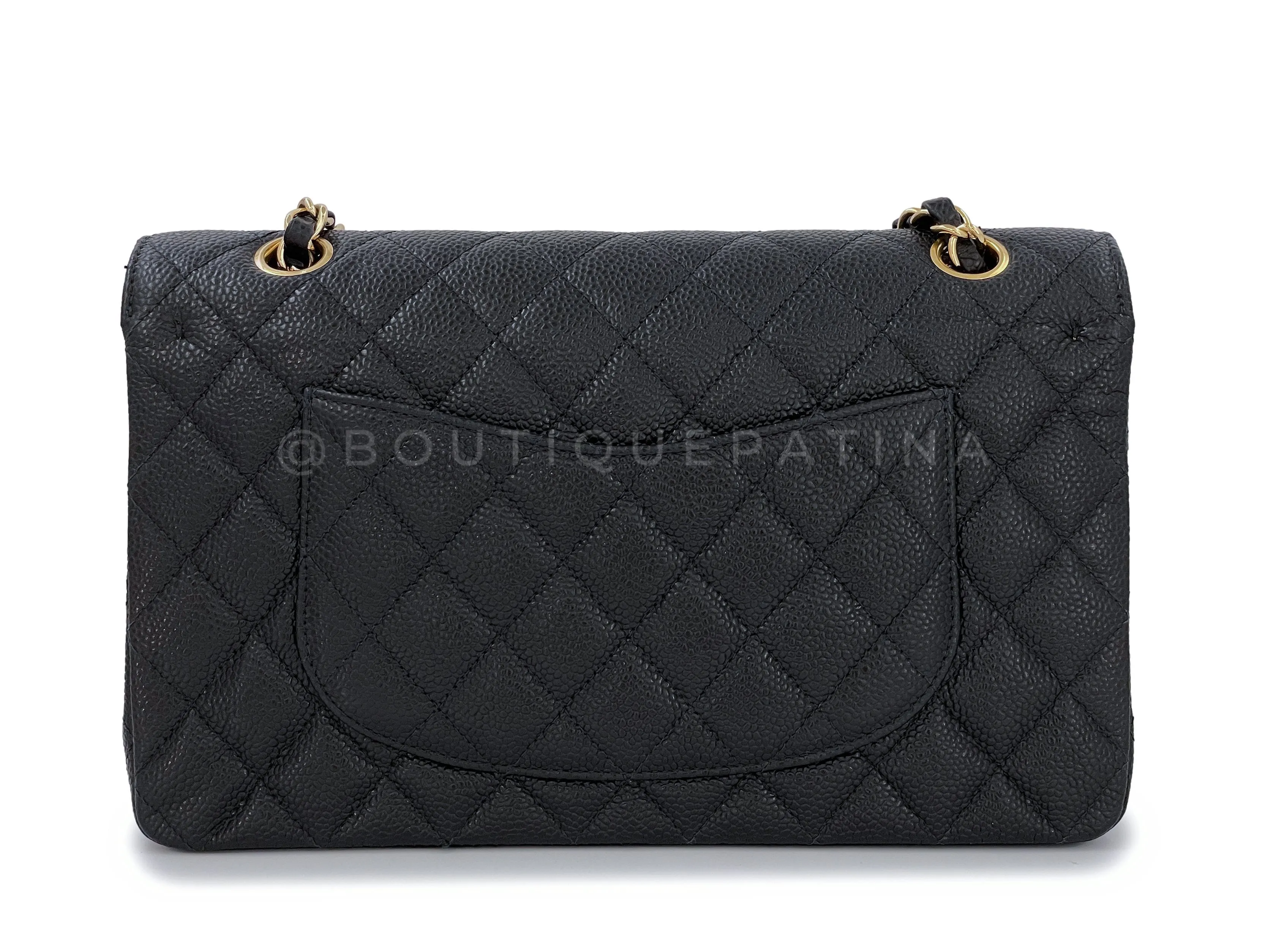 Chanel 2003 Vintage Black Caviar Medium Classic Double Flap Bag 24k GHW