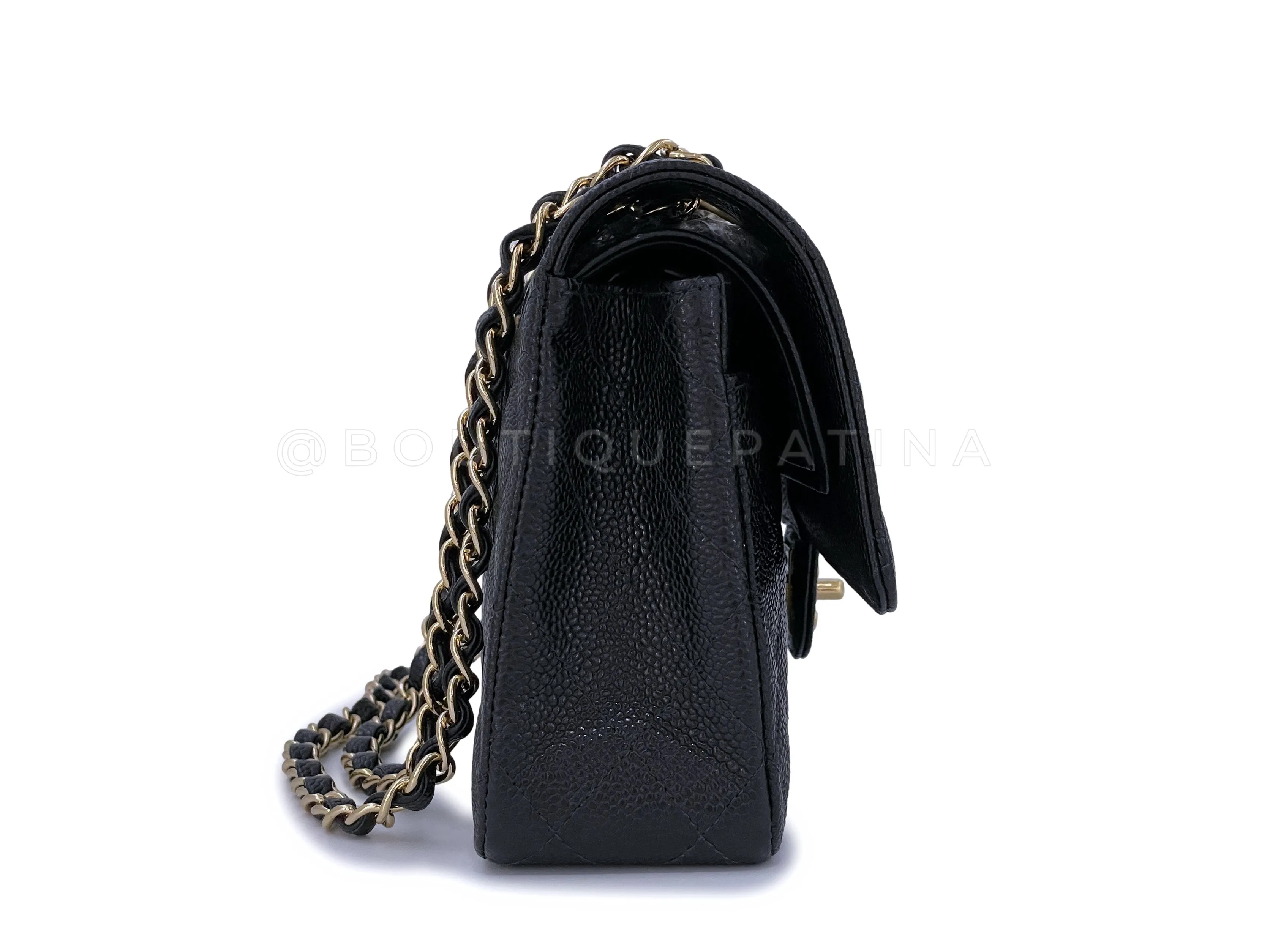 Chanel 2003 Vintage Black Caviar Medium Classic Double Flap Bag 24k GHW