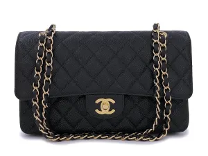 Chanel 2003 Vintage Black Caviar Medium Classic Double Flap Bag 24k GHW