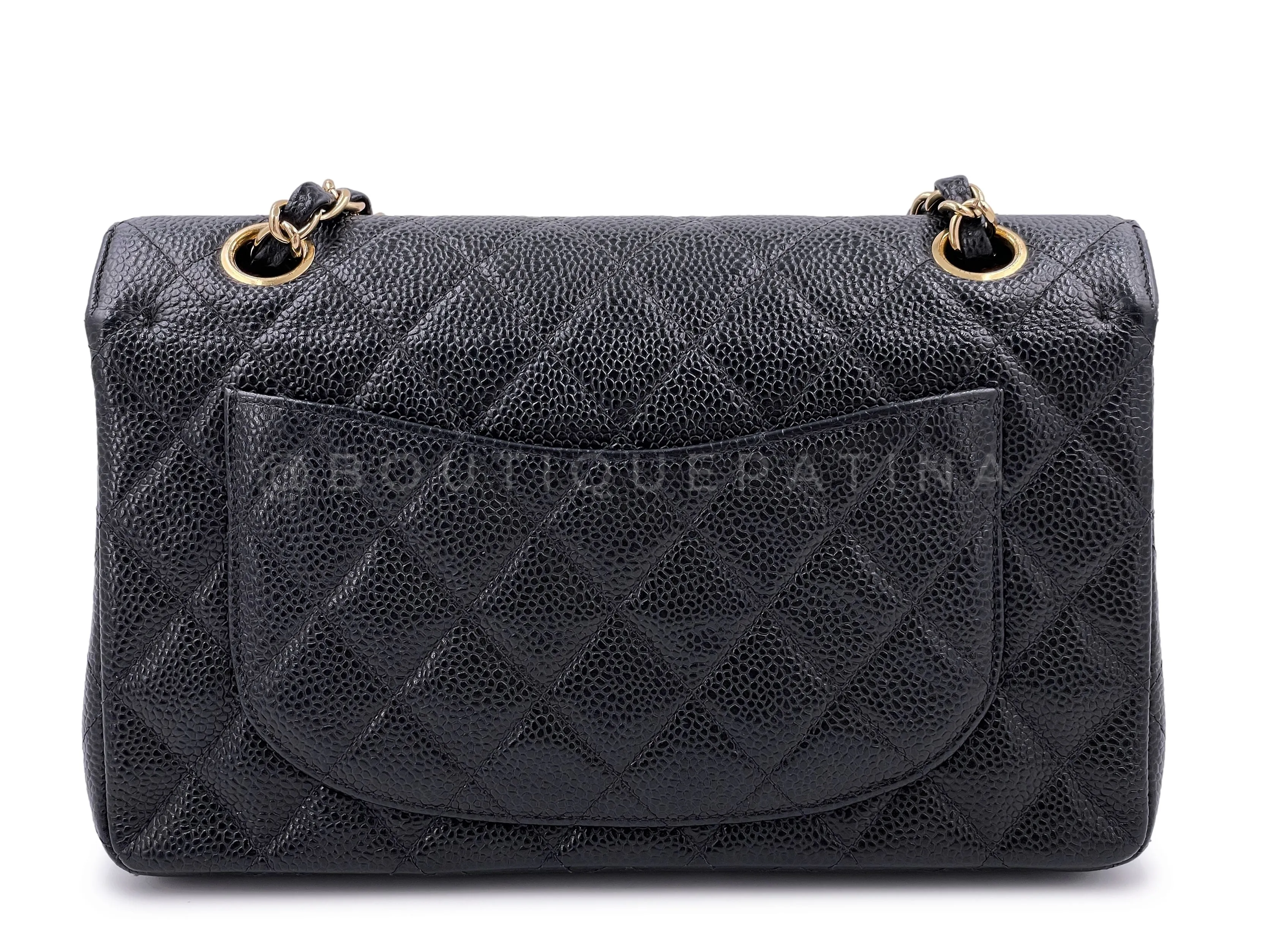 Chanel 2003 Vintage Black Caviar Small Classic Double Flap Bag 24k GHW