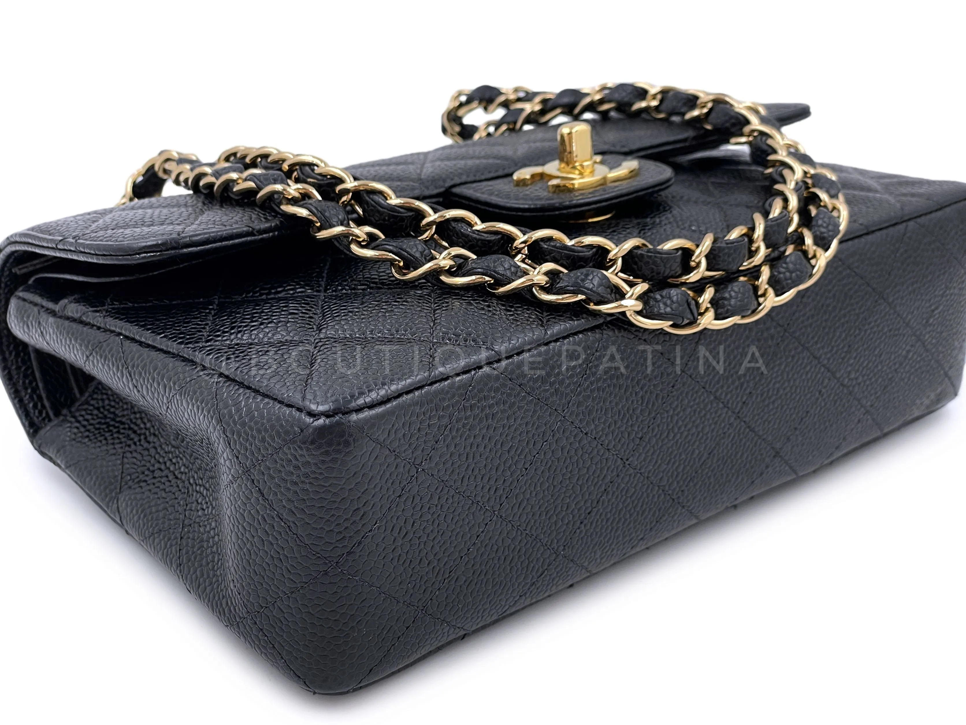Chanel 2003 Vintage Black Caviar Small Classic Double Flap Bag 24k GHW