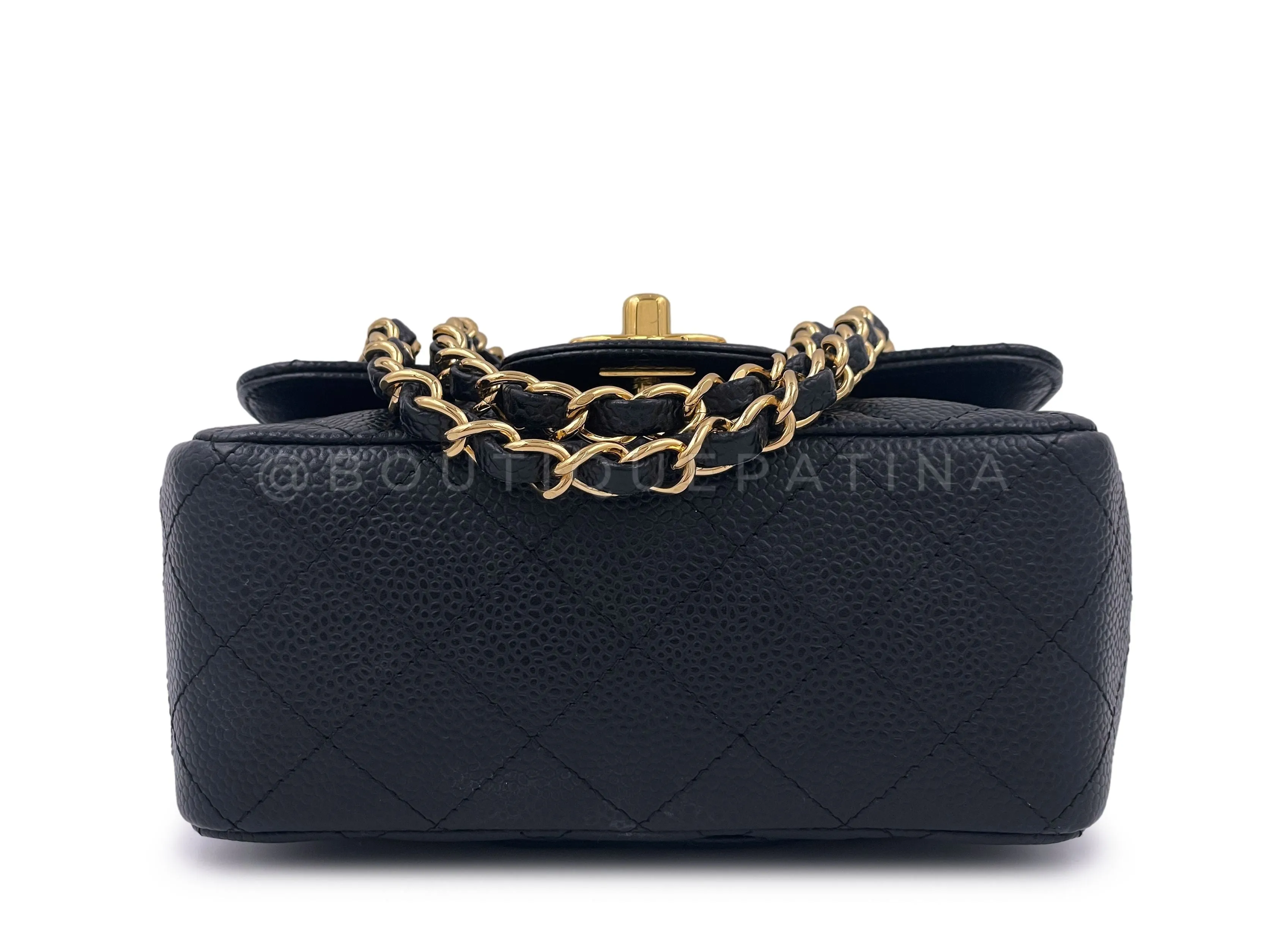 Chanel 2008 Vintage Black Caviar Classic Square Mini Flap Bag 24k GHW
