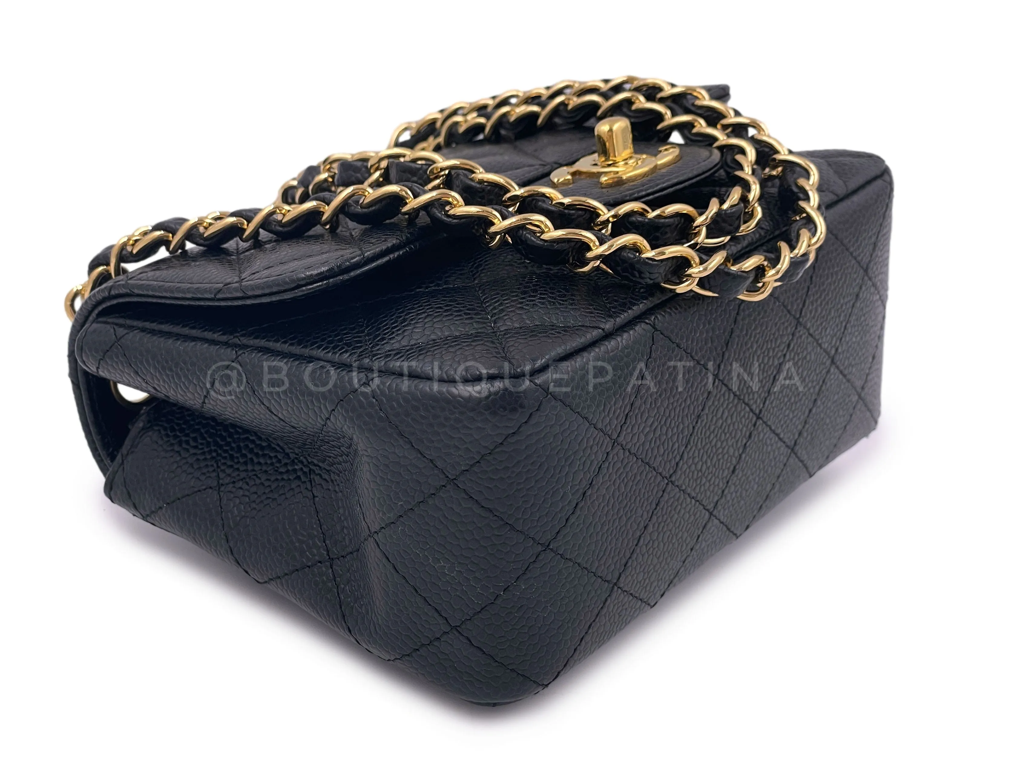 Chanel 2008 Vintage Black Caviar Classic Square Mini Flap Bag 24k GHW