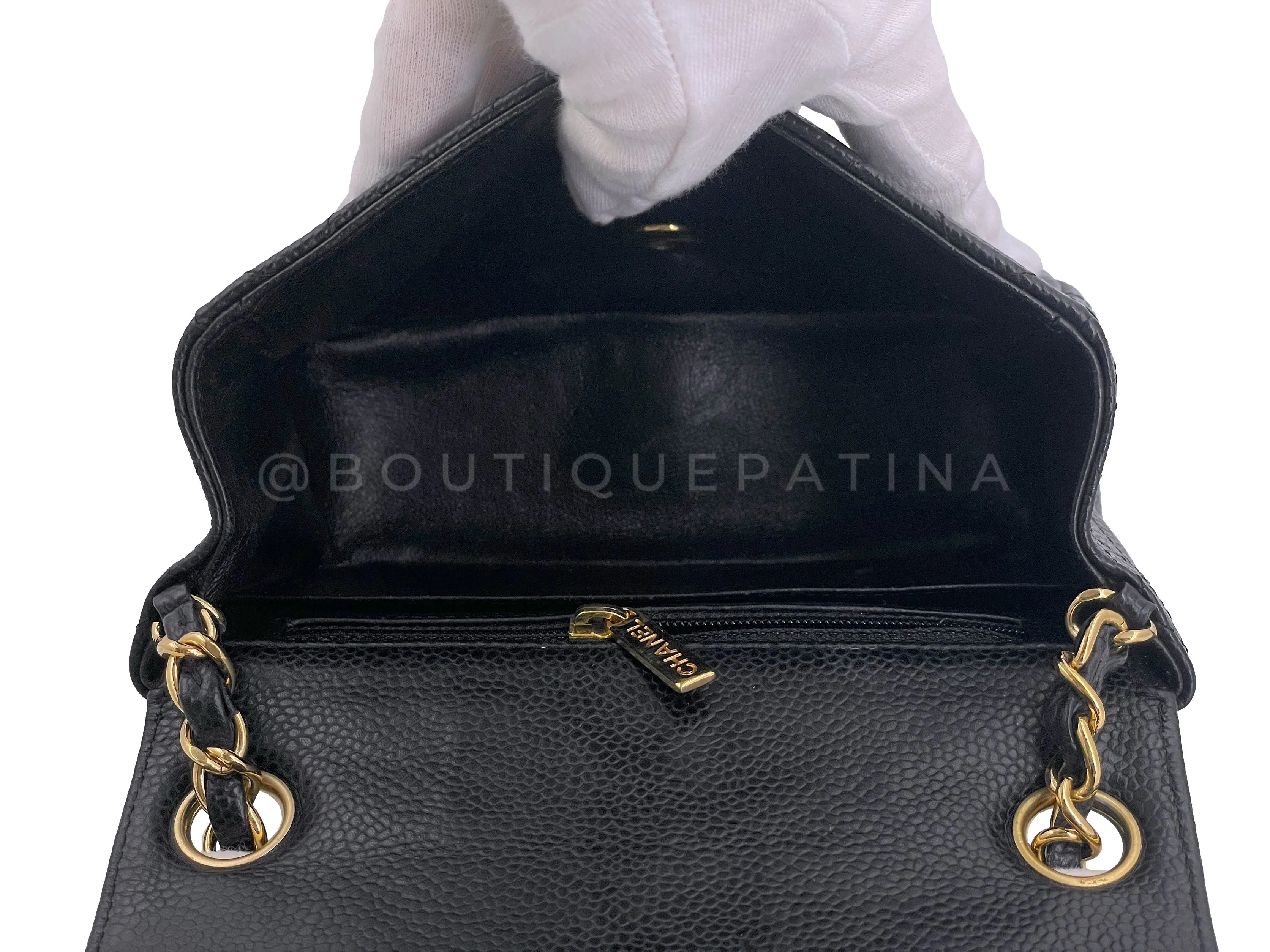 Chanel 2008 Vintage Black Caviar Classic Square Mini Flap Bag 24k GHW