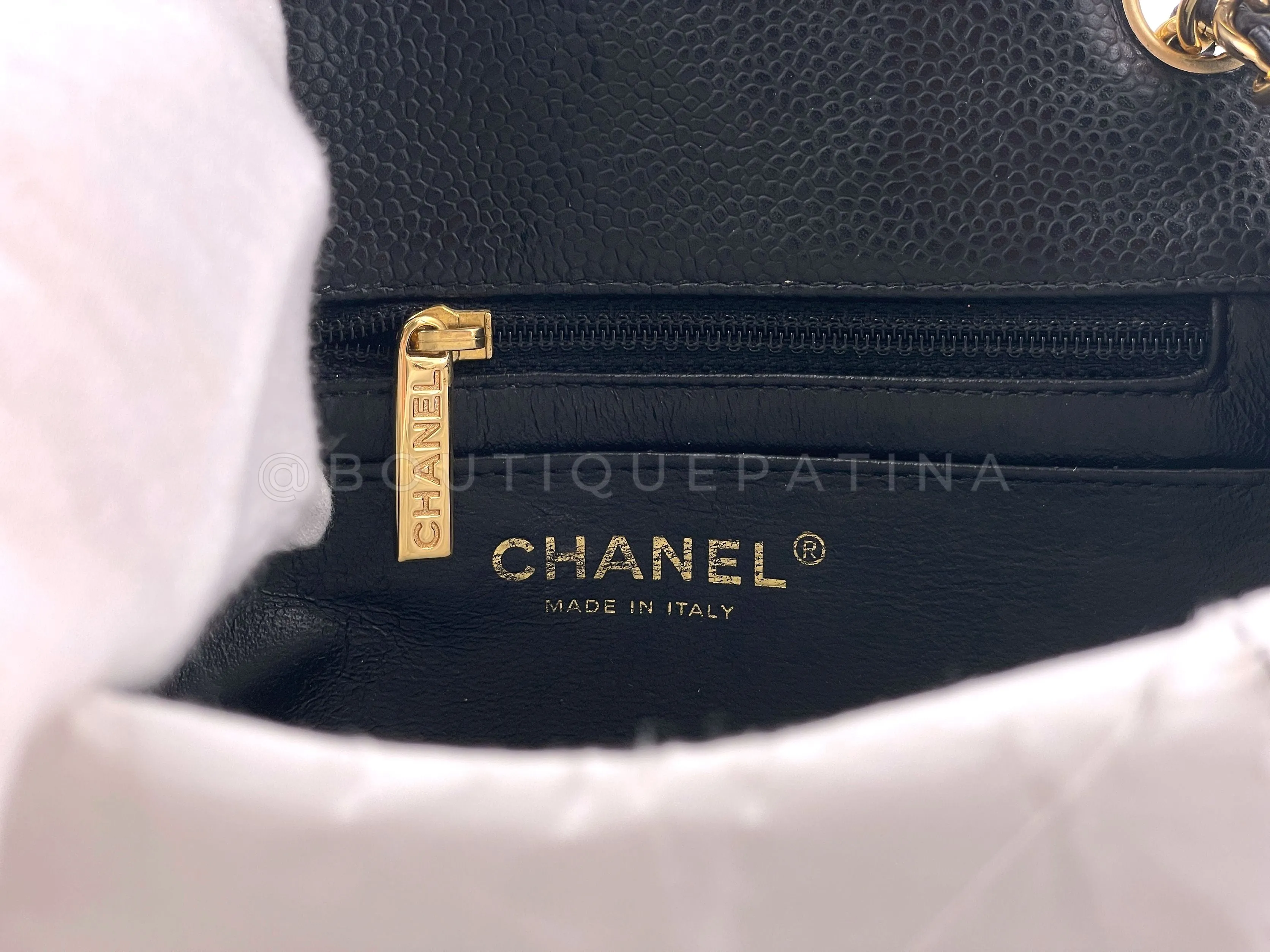 Chanel 2008 Vintage Black Caviar Classic Square Mini Flap Bag 24k GHW