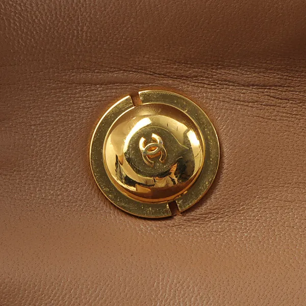 Chanel Around 1990 Made Square Cc Mark Push Lock Shoulder Bag Amber