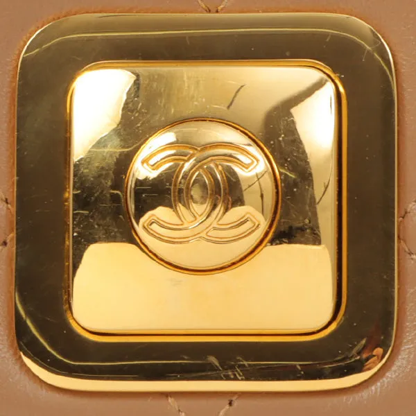 Chanel Around 1990 Made Square Cc Mark Push Lock Shoulder Bag Amber