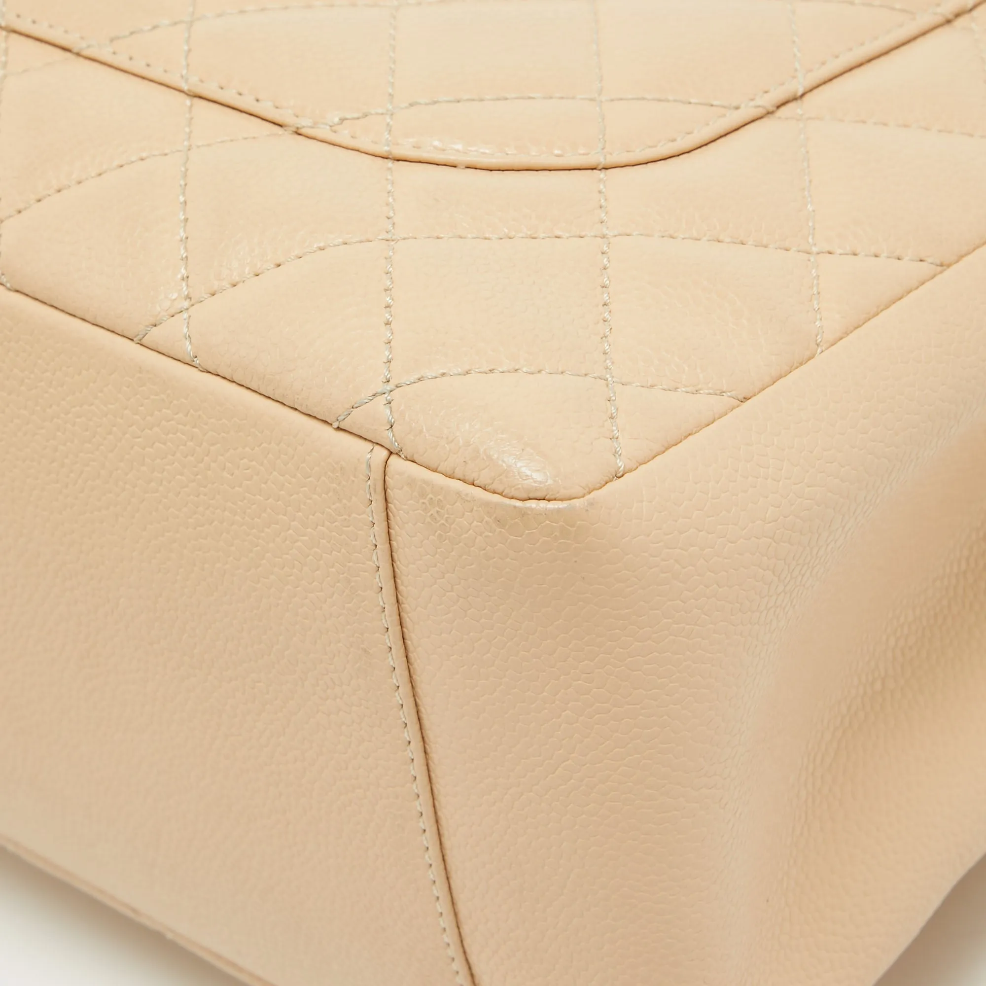 CHANEL Beige Quilted Caviar Leather GST Shopper Tote
