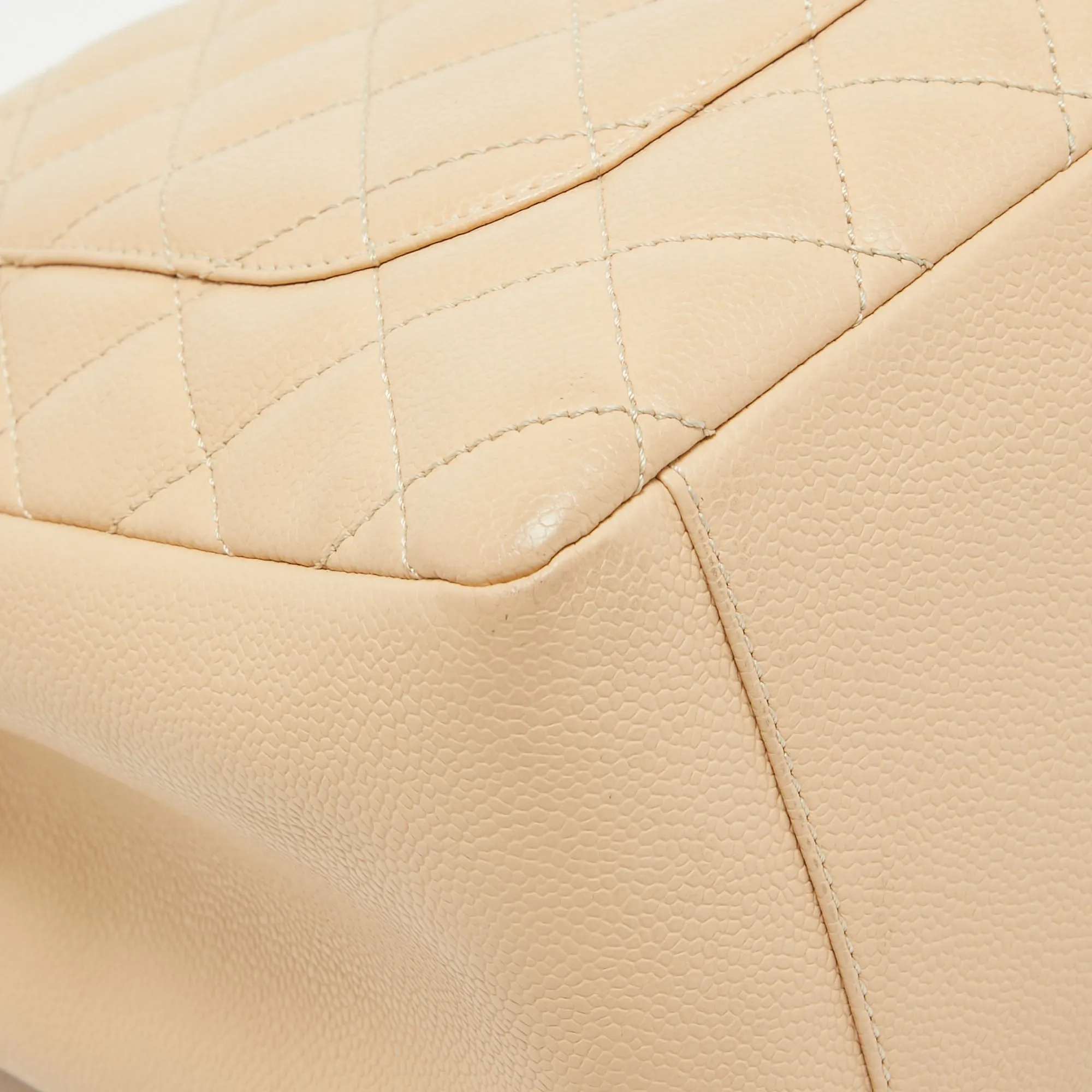 CHANEL Beige Quilted Caviar Leather GST Shopper Tote