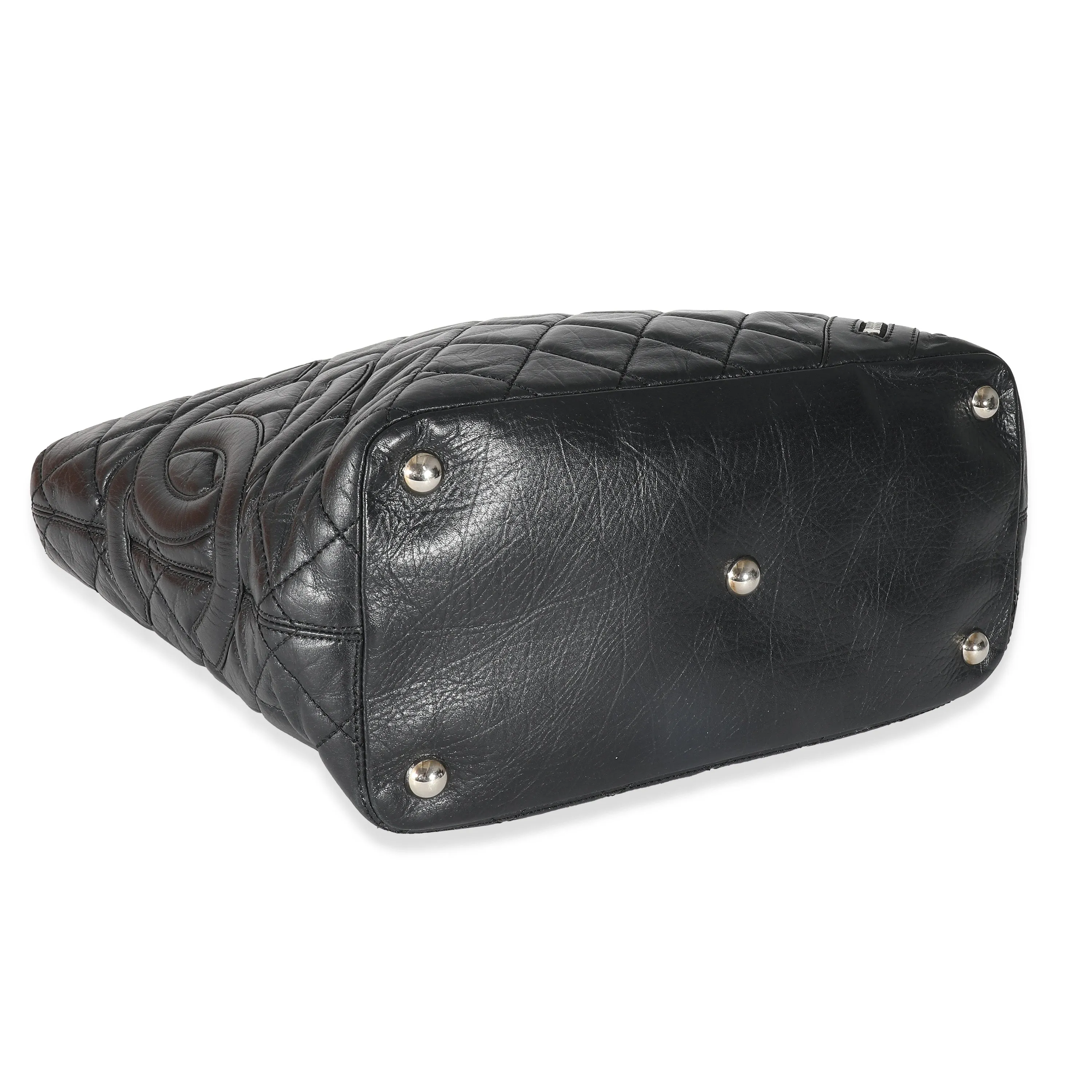 Chanel Black Quilted Aged Calfskin Medium Cotton Club Tote