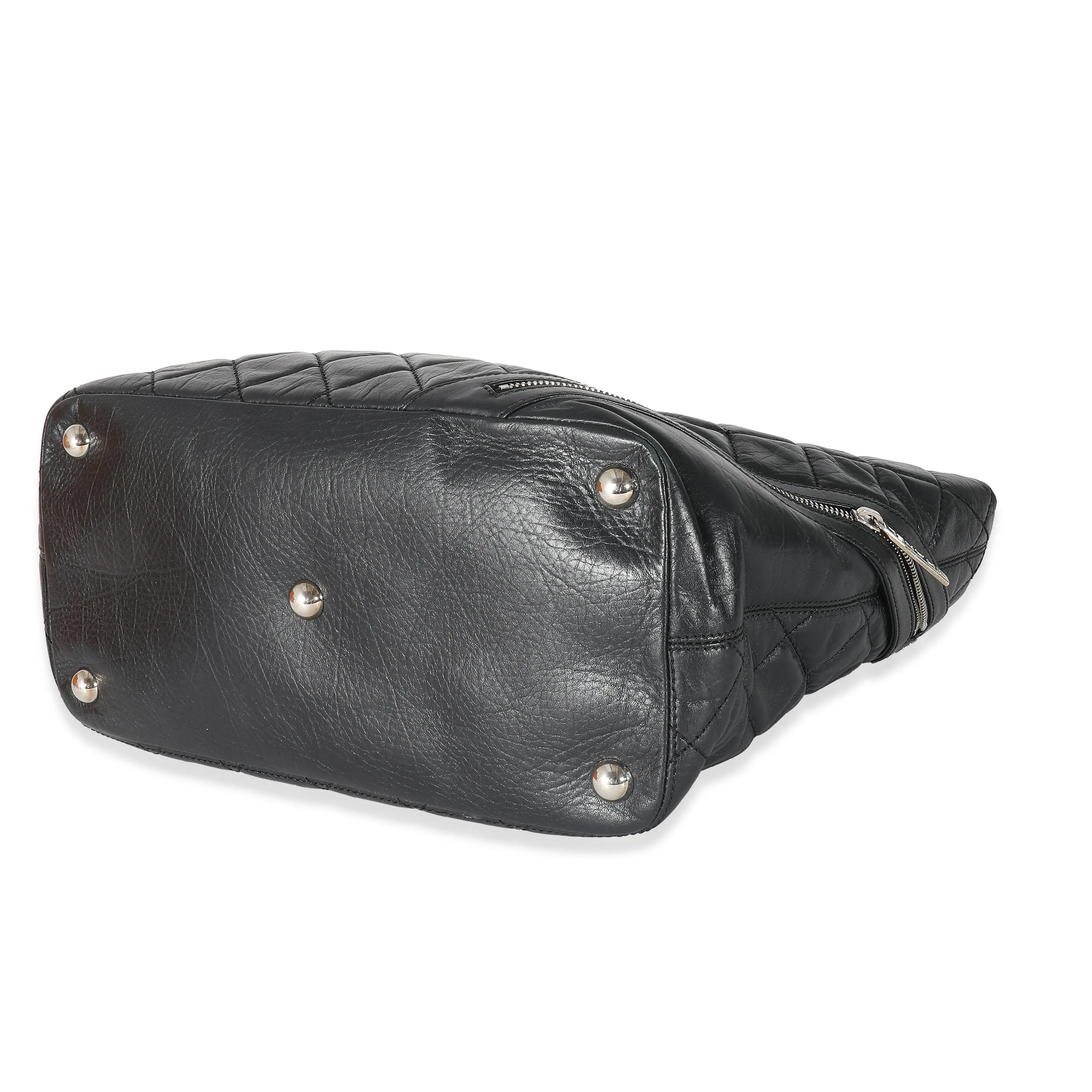 Chanel Black Quilted Aged Calfskin Medium Cotton Club Tote